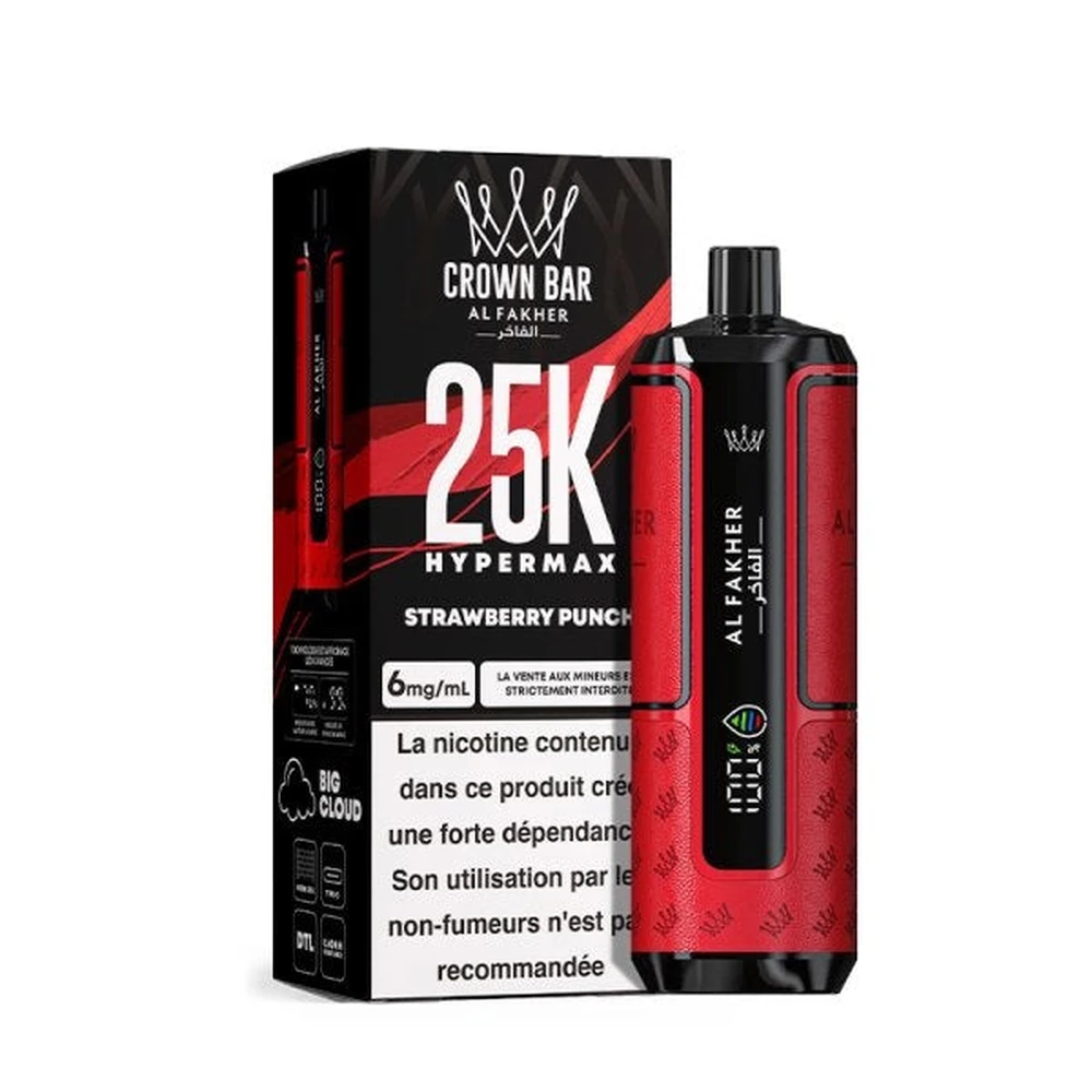 Al Fakher Crown Bar 25K Hyper Max — Strawberry Punch Strawberry Punch