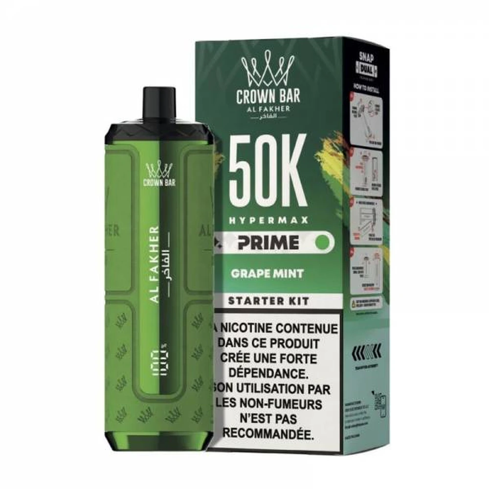 Al Fakher Crown Bar Hypermax Prime 50K — Grape Mint Grape Mint
