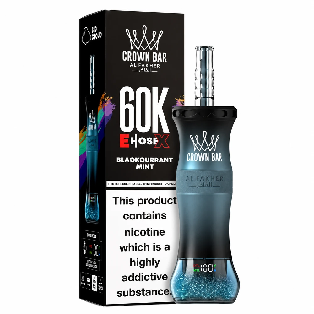 Al Fakher Crown Bar 60K E-Hose X — Blackcurrant Mint Blackcurrant Mint