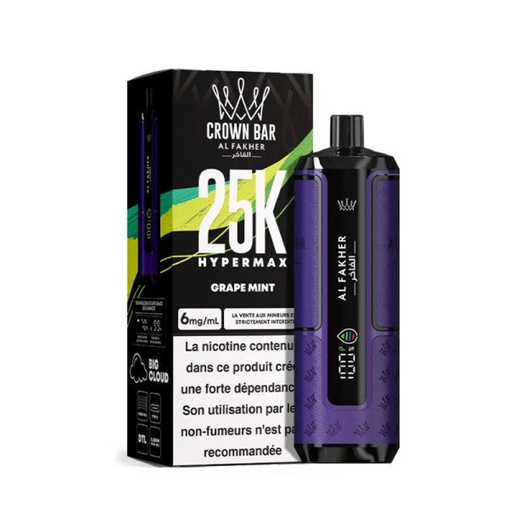 Al Fakher Crown Bar 25K Hyper Max — Grape Mint Grape Mint