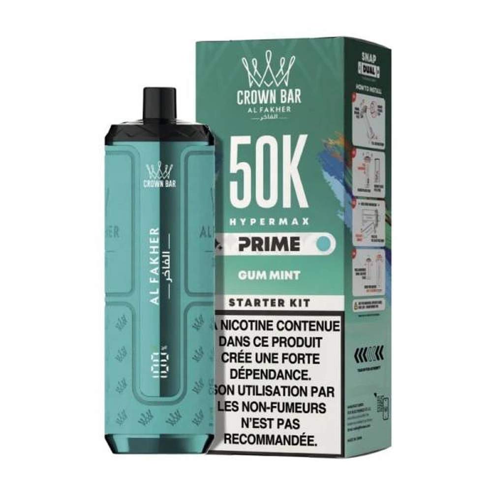 Al Fakher Crown Bar Hypermax Prime 50K — Gum Mint Gum Mint