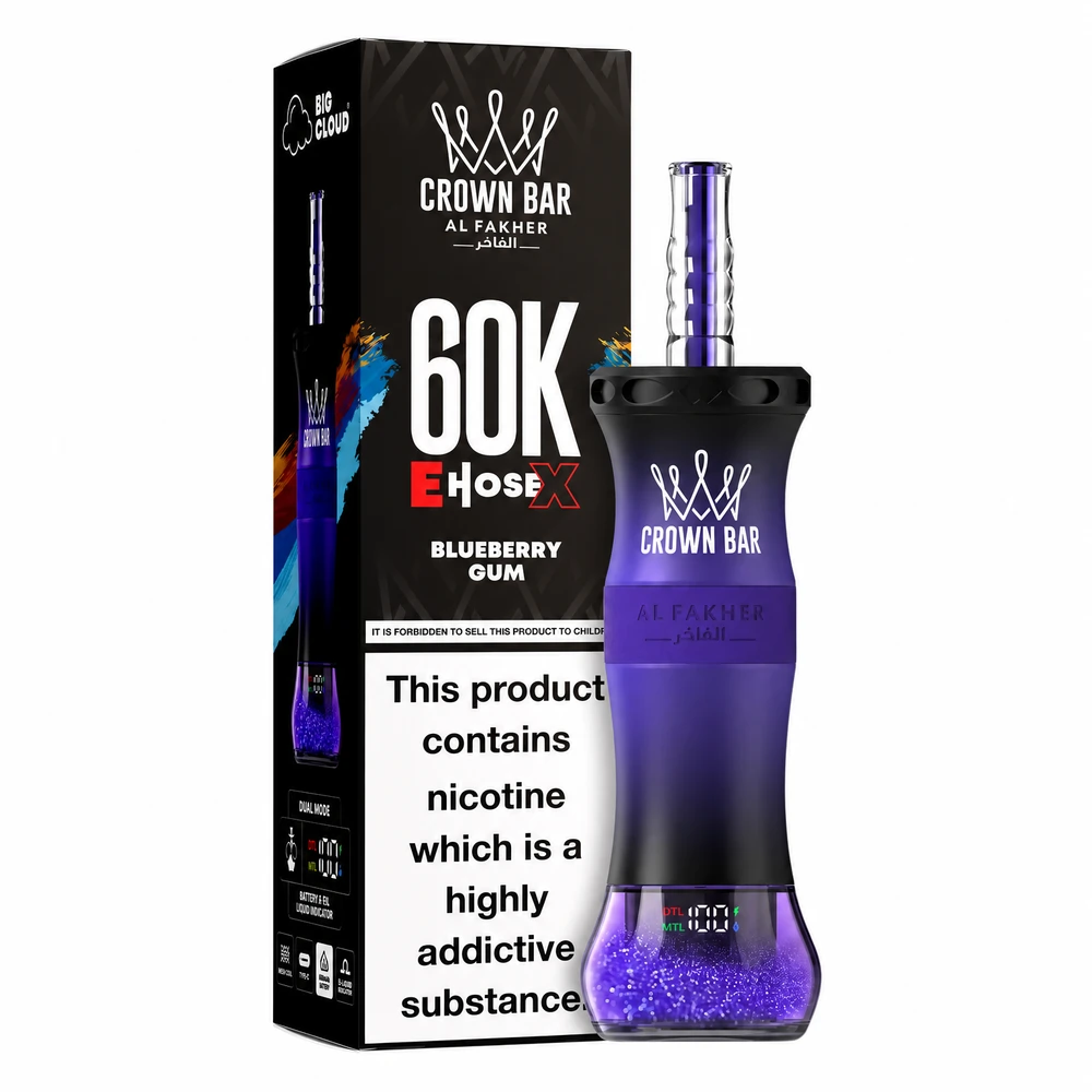 Al Fakher Crown Bar 60K E-Hose X — Blueberry Gum Blueberry Gum