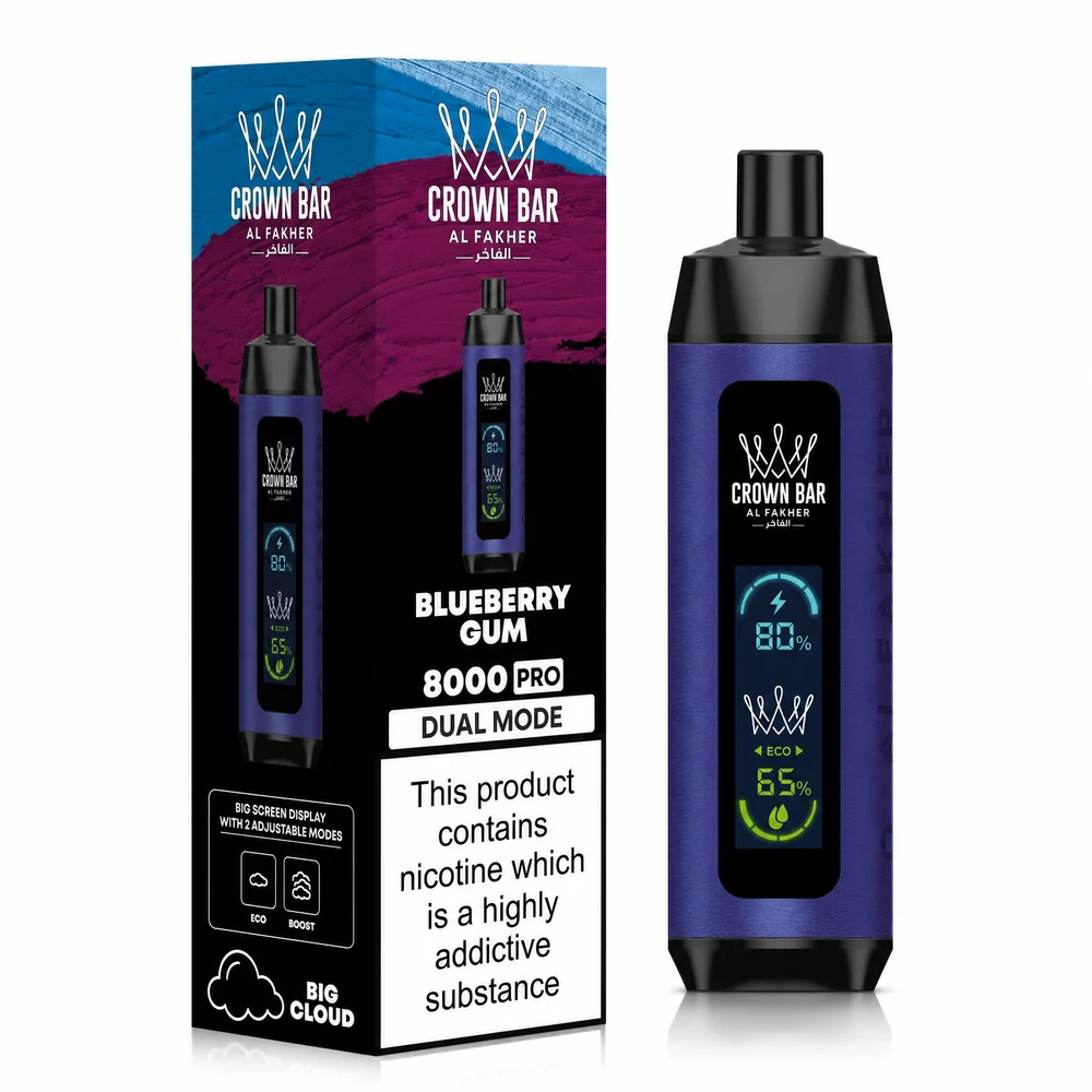 Al Fakher Crown Bar 8K Pro Blueberry Gum Blueberry Gum