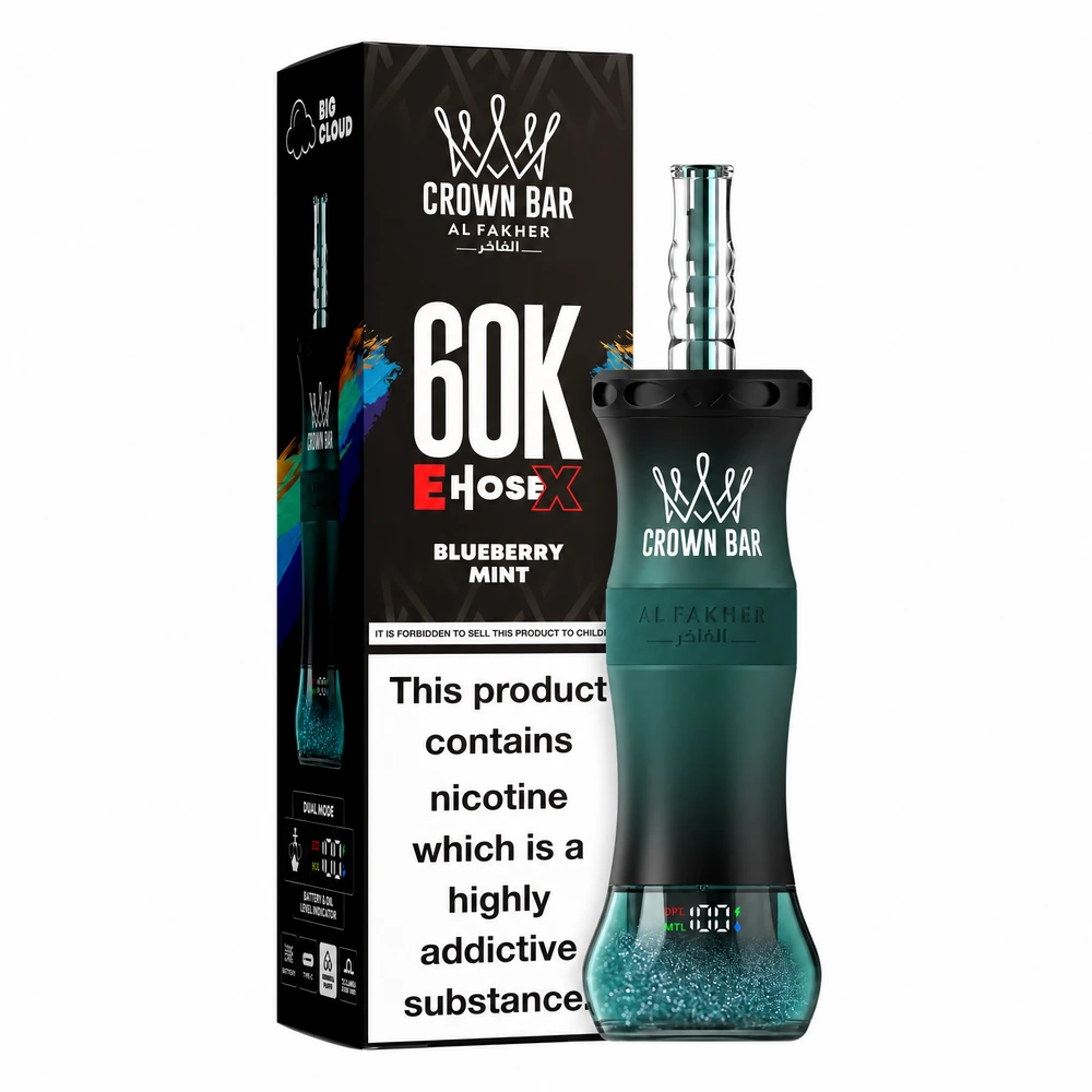 Al Fakher Crown Bar 60K E-Hose X — Blueberry Mint Blueberry Mint