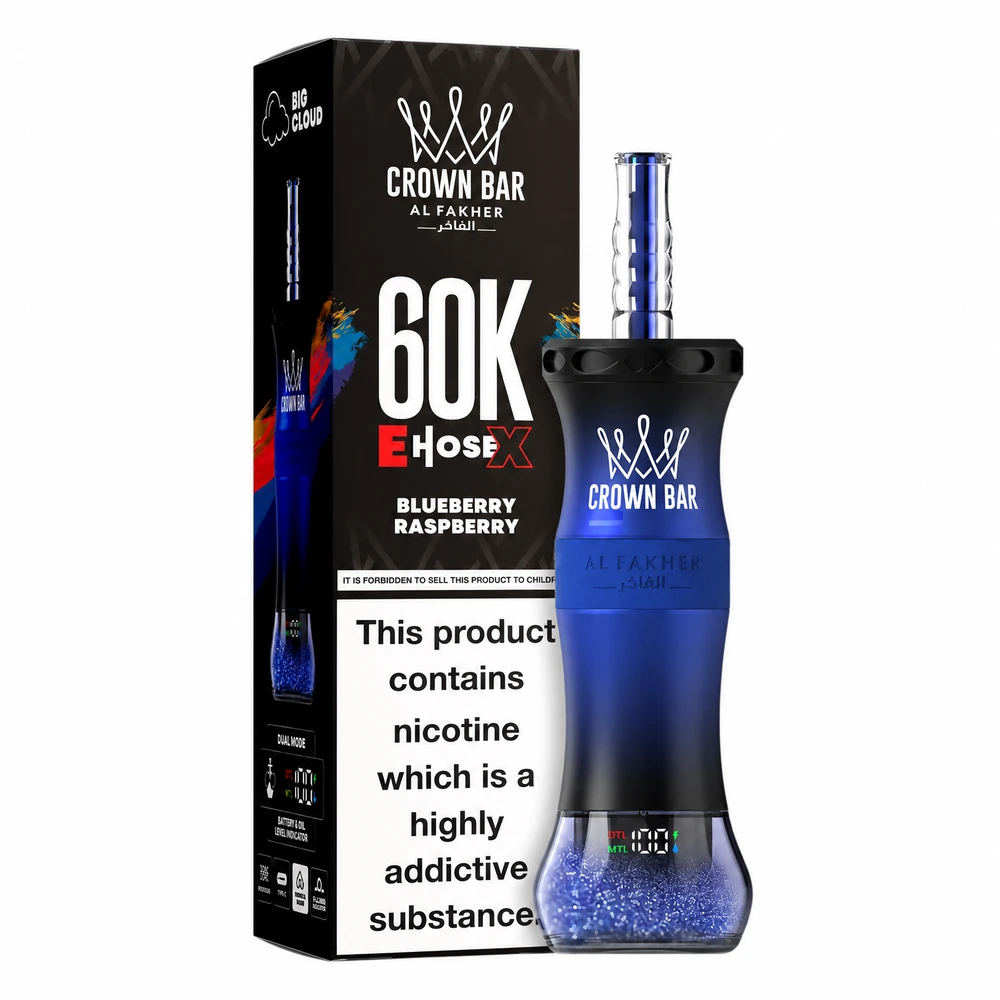 Al Fakher Crown Bar 60K E-Hose X — Blueberry Raspberry Blueberry Raspberry