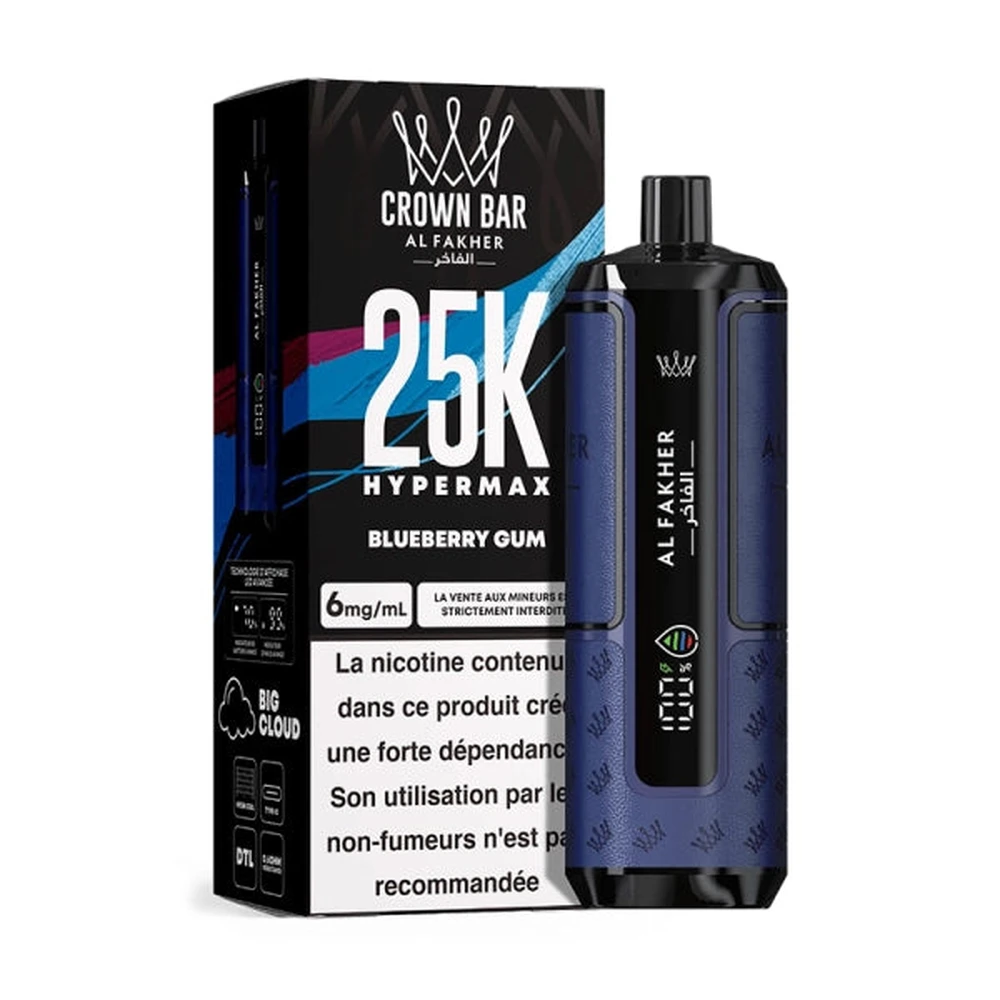 Al Fakher Crown Bar 25K Hyper Max — Blueberry Gum Blueberry Gum