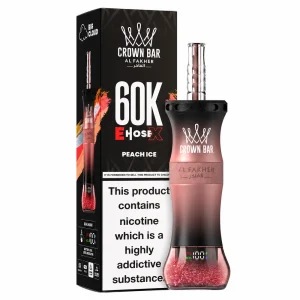 Al Fakher Crown Bar 60K E-Hose X — Peach Ice – produit officiel Al Fakher