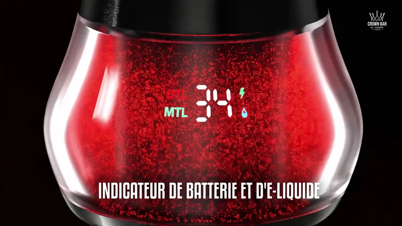Détail de l'embout et de l'airflow réglable de l'Al Fakher Crown Bar 60K E-Hose X